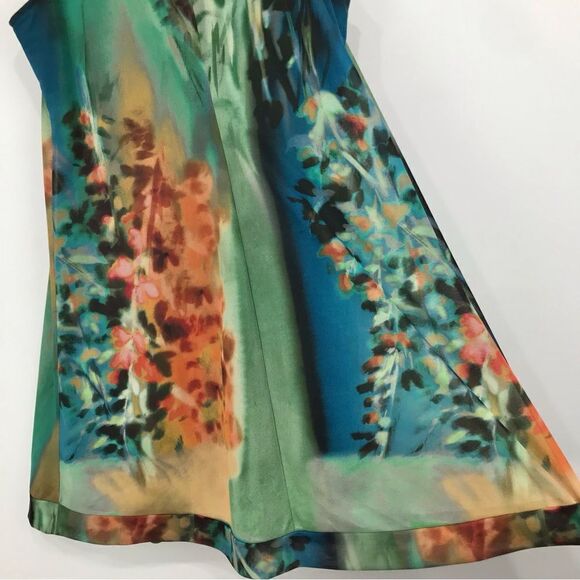 Elana Kattan Colorful Abstract Watercolor Floral Mesh Sleeveless Sheath Dress - Picture 9 of 14